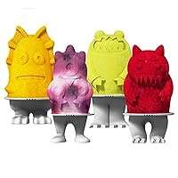 Tovolo Monster Popsicle Molds (Set of 4) - Reusable Mess-Free Silicone Ice Pops with Sticks for Homemade Freezer Snacks / Dishwasher-Safe, BPA-Free, White