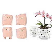 6 Pack Orchid Pot and Cute Plant Pot Bundle