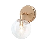 Sconces Wall Lighting, Gold Bathroom Light Fixtures, Gold Globe Wall Sconce with Seeded Glass Shade for Bathroom, Hallway, Bedroom 5.5’’ L x 7.5’’ W x 10’’ H