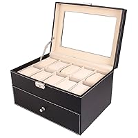 Watch Storage Box, 20 Compartments Dual Layers Elegant Wooden Watch Collection Box Display Case Jewelry Display Case with Drawer and Removable Storage Pillows,Watch Case for Men&Women