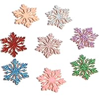 50pcs Glitter Christmas Snowflakes Shiny Gold Powder Cloth Appliques Wedding Making DIY Craft Supply Hair Clip Accessory