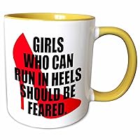 3dRose Girls who can run in heels should be feared. Red. - Mugs (mug_202834_8)