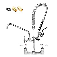 Commercial Sink Faucet,Commercial Faucet with Sprayer 8 Adjustable Center Wall Mounted Restaurant Faucets,12
