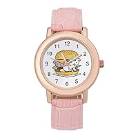 Hamburger Cat Classic Watches for Women Funny Graphic Pink Girls Watch Easy to Read