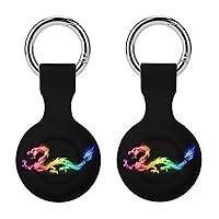 Fire Rainbow Dragon Silicone Case for Airtags Holder Tracker Protective Cover with Keychain Air Tag Dog Collar Accessories