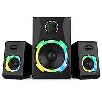OROW Bluetooth Computer Speakers,18W PC Speakers with Subwoofer,Gaming Speakers with Bass,Support SD&USB Play, 2.1 Multimedia Speakers System with RGB(S215)