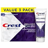 Crest 3D White Brilliance Luminous Purple Teeth Whitening Toothpaste, 4.6 oz Pack of 3, Anticavity Fluoride Toothpaste, 100% More Surface Stain Removal, 24 Hour Active Stain Prevention
