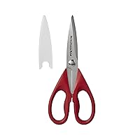 KitchenAid All Purpose Kitchen Shears with Protective Sheath for Everyday use, Dishwasher Safe Stainless Steel Scissors with Comfort Grip, 8.72-Inch, Red