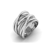 GEMHUB Lab Created G VS1 Diamond 14k White Gold 1.07 CT Round Shape Cocktail Style Bridal Anniversary Ring Size 5 6 7 62