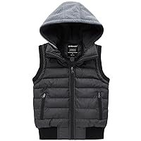 wantdo Boys' Puffer Winter Vest Hooded Water-Resistant Fleece-Lined Sleeveless Jacket Warm