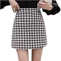 Black and white houndstooth jacket women's winter woolen cashmere stitched nine-quarter sleeves
