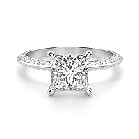 3.20 CT Princess Moissanite Engagement Ring Wedding 925 Sterling Silver,10K/14K/18K Solid Gold Wedding Set Solitaire Accent Halo Style, Silver Anniversary Promise Ring Gift for Her