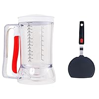 Pancake Cupcake Batter Dispenser and Pancake Spatula Egg Flipper. This Combination is Perfect for Family Weekend Breakfast/Brunch gathering. Great for Flap Jacks, Eggs, and Crepes