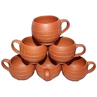 Handmade Clay Cups 6 Pieces 120ml Handmade Kitchen Eco Friendly Pottery (spkc-5)