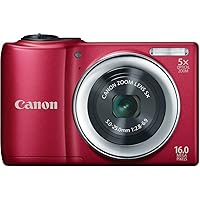 Canon PowerShot A810 16.0 MP Digital Camera with 5X Digital Image Stabilized Zoom 28mm Wide-Angle Lens with 720p HD Video Recording (Red)
