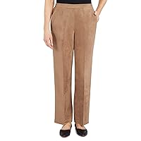 Alfred Dunner Women's Womens Suede Pull-On Straight Leg Pant in Regular Length