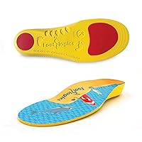 Footlogics Fun Kids Orthotic Shoe Insoles with Arch Support for Children’s Heel Pain (Sever’s Disease), Growing Pains, Flat Feet - Children’s, Pair (Toddler 5-7, Full Length - Yellow)