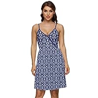 CowCow Womens Cotton V-Neck Summer Dress with Pockets Pattern Damask Vintage Style Sleeveless Dress,XS-5XL