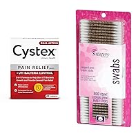 Cystex Dual Action UTI Pain Relief & Swisspers 100% Cotton Swabs, 300 Count Leopard Print