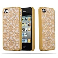 – Mandala Hard Cover Slim Case Works with Apple iPhone 4 / 4S / 4G Paisley Henna - Etui Skin Protection Bumper in Gold-Transparent