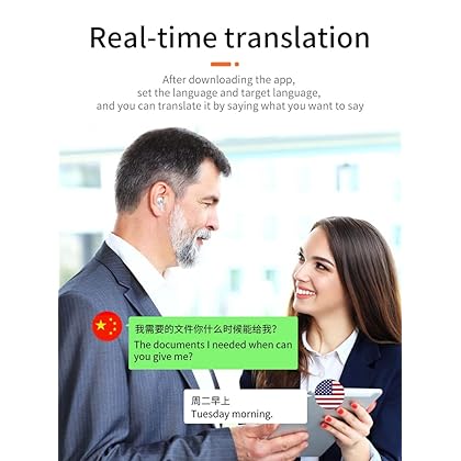 Translator Device Bluetooth Earphone Smart Voice Translator Earbuds Wireless Bluetooth Translator with APP Supports 144 Languages High Intelligence AI Translate for Travelling Learning Business