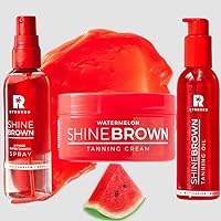 Original Shine Brown Watermelon Tanning SET 3IN1 | Super-Fast Tanning Cream (200ml) + Premium Oil for Express Tan (145ml) + Two-Phase Spray for Express Tan (104ml), for Sunbed & Outdoor Sun
