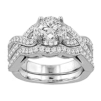 1.40 CT TW GIA Certified Braided Diamond Engagement Set in Platinum Setting