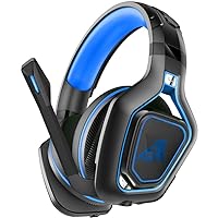 Gaming Headset for PC Mac Laptop Games,LED Light Headset Stereo 3.5 mm Wired Over Ear PS4 Gaming Headphone with Noise Cancelling Microphone (Black-Blue)