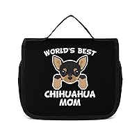 World's Best Chihuahua Mom Makeup Bag Travel Toiletry Bag Waterproof Cosmetic Bag with Portable Hook Handbag