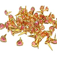 Mini Heart Brads for Crafts & Scrapbooking Gold with Rose Pink Pearl Center Brads 6mm Pack of 50