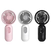 [Portable Mini Fan 3-pack] Handheld Personal Small Fan with 3-speed for Travel, USB Rechargeable Battery Operated Eyelash Fan, Black&White&Pink