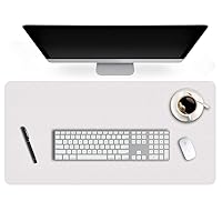 24 X 48 Inch Desk Blotter Pad on Top of Desks Waterproof PU Leather Mouse Pad Desk Writing Mat For Home Office Large Laptop Computer Gaming Under Keyboard Pad Desk Accessories for Women Men Kids White
