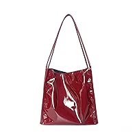 Fashion Women Shoulder Bag Vintage Women Casual Tote Handbag Large Capacity Women Shopping Bag (Color: Wine red)