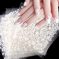 30 Sheets Flower Nail Art Stickers 3D Nail Art Supplies Self-Adhesive Nail Decals White Flower Stickers with Rhinestones Nail Designs for Women Floral Manicure Tips Accessories DIY Nail Decorations