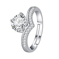 sokrocile Cubic Zirconia Rings White Gold Plated Wedding Rings Promise Rings Adjustable Rings Love Ring Jewellery Valentine's Day Christmas Birthday Gift for Women Girls