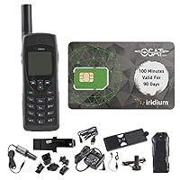 Iridium 9555 Satellite Phone Telephone with Prepaid SIM Card and 100 Airtime Minutes / 90 Day Validity - Voice, Text Messaging SMS Global Coverage