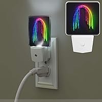 Bright Plug in Night Light Rainbow Neon NightLights Plug into Wall Dusk to Dawn Sensor Soft White Automatic Night Light for Bathroom Hallway