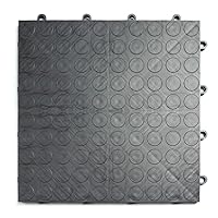 Big Floors GarageDeck Coin Pattern, Durable Copolymer Interlocking Modular Non-Slip Garage Flooring Tile (48 Pack), Graphite