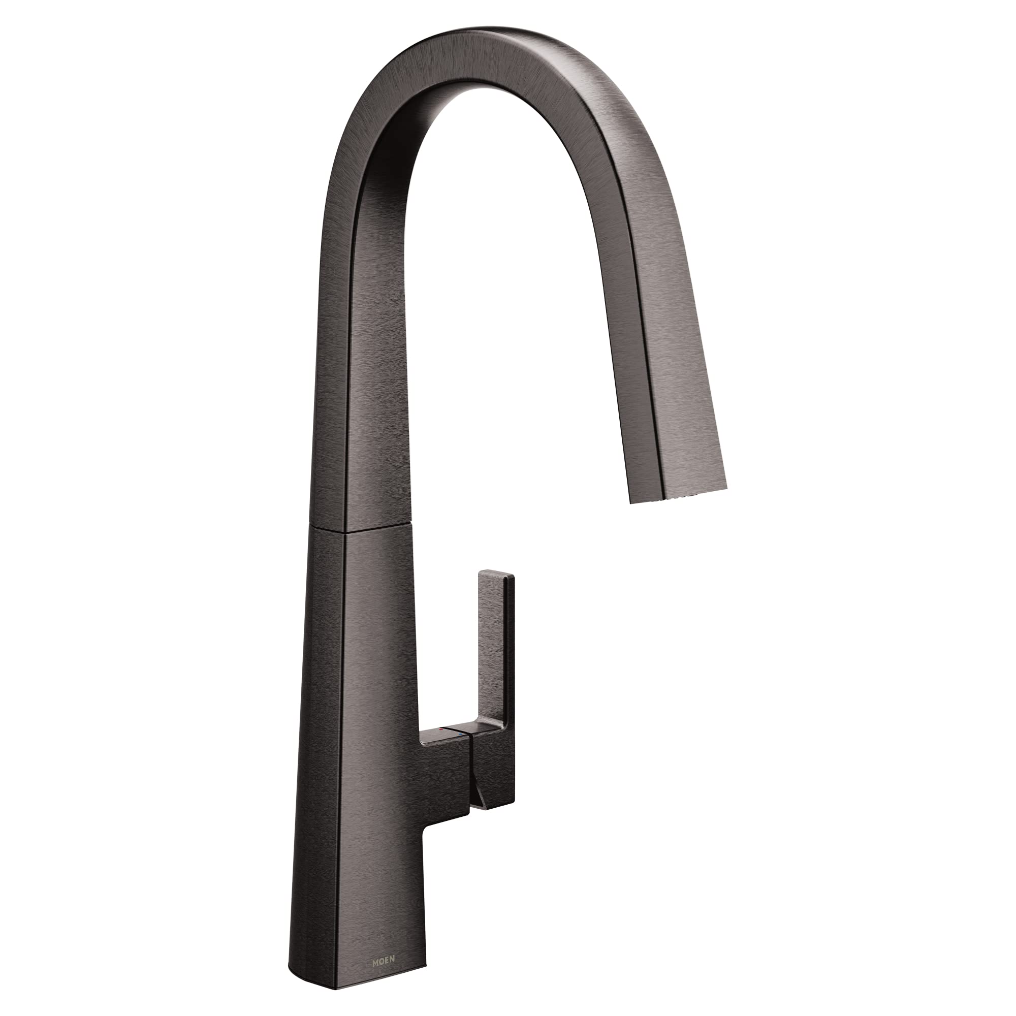 Moen S75005BLS Nio One-Handle Pull-down Kitchen Faucet with Power Clean, Includes Secondary Finish Handle Option, Black Stainless