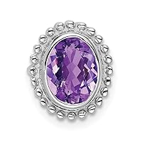 10k White Gold Oval Amethyst Chain Slide Measures 11.6x10mm Wide 5.5mm Thick Jewelry for Women