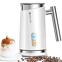 Huogary Milk Frother, Milk Steamer for Milk Foam & Hot Milk(4.5oz/10.5oz), Electric Milk Frother and Warmer for Homemade Coffee, 120V (Black) (white)