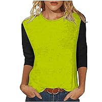 3/4 Sleeve Raglan Shirts for Women 2024 Trendy Color Block Tops Casual Crewneck Tunics Three Quarter Length Sleeve Blouse