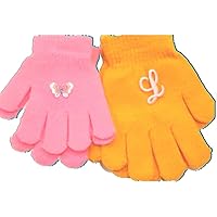 Set of Two Pairs Magic Gloves One with Monogram for Infants 1-4 Years.