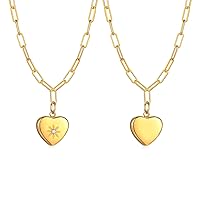 Stainless Steel Cubic Zirconia Heart-shaped Peach Heart Necklace Gold Women's Sweet Accessories Nc-921