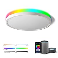 TALOYA Smart Ceiling Light Fixture 10 Inch Flush Mount Led with RGB Night Light, Compatible with Alexa Google Assistant, 2.4G WiFi Ceiling Mount Lamp for Kids’ Room