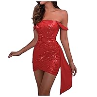 Women Sequin Mini Dress Spaghetti Strap Slip Dress Neck Backless Bodycon Mini Club Dress Party Wear Dresses