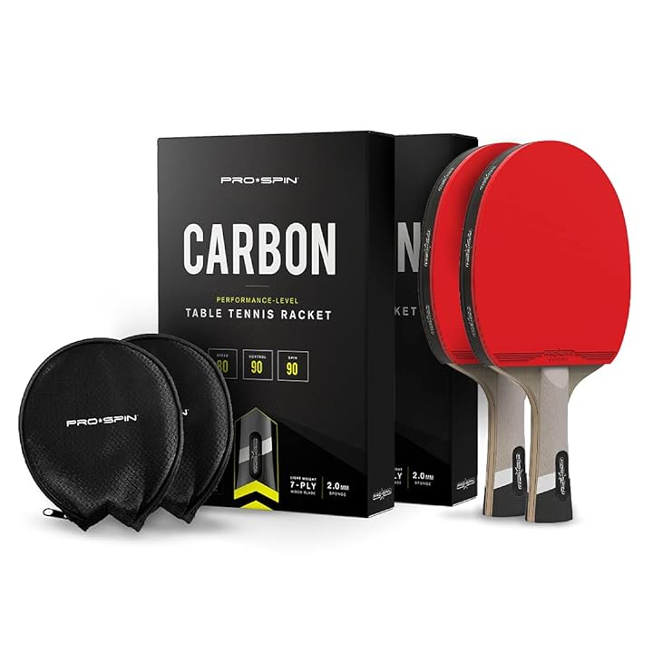 Tennis Table Ping Pong Racket Long/Short Handle Carbon Blade Rubber with case 