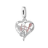I Love Music Heart Dangle Charm, Sterling Silver Charm, Music Note Charm Mother Days Gift…