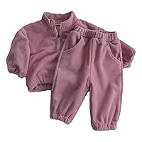 Clothes Infant Sweatshirt Girls Fall Winter Outfits Long Sleeve Pocket Pants Stand Collar Tops Sets Pants Sets