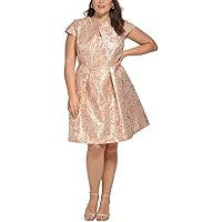 Vince Camuto Womens Plus Metallic Knee-Length Fit & Flare Dress Pink 18W